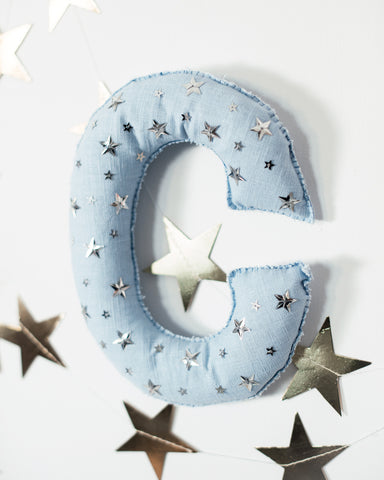 Large fabric sequin star 3d letter